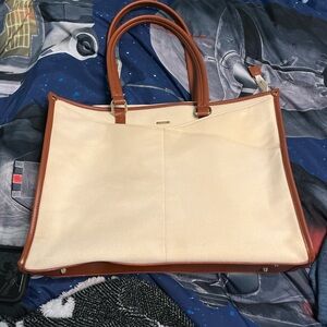 Lovevook Cream Canvas and Brown Leather Women’s Laptop Bag